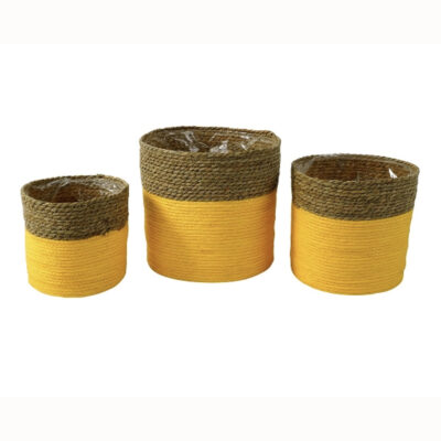 Yellow Seagrass Basket - 3 Sizes Available