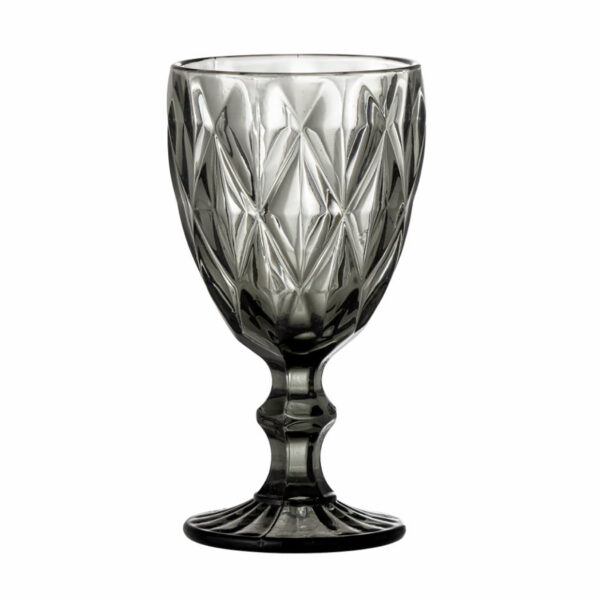 Faceted Wine Glass in Smoke