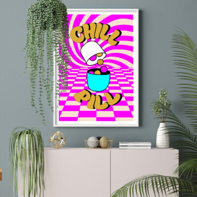 Chill Pill 70s Inspired Typography Poster