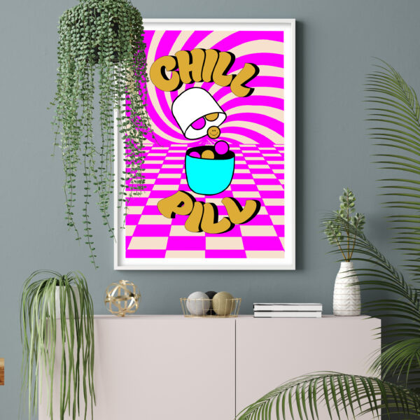 Chill Pill 70s Inspired Typography Poster