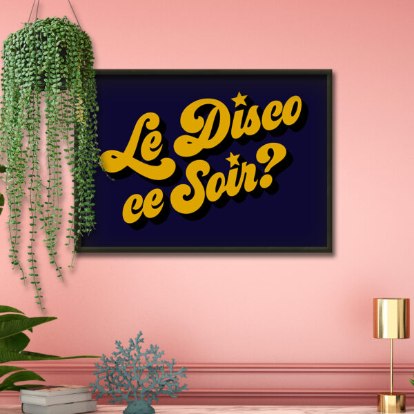 Le Disco Ce Soir? Typography Poster - Navy & Gold