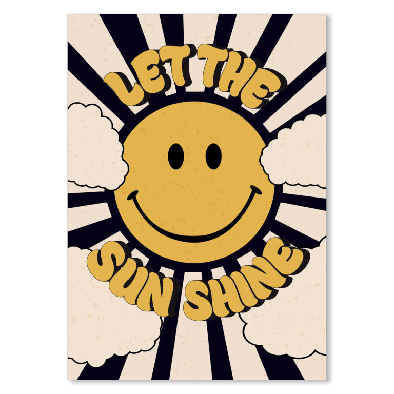 Let The Sun Shine In Face It With A Grin Flower Power Art Print | Love Frankie