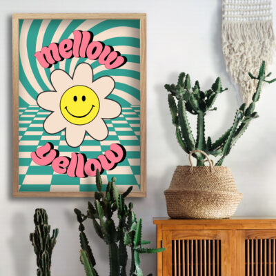 Mellow Yellow Flower Power Typography Poster