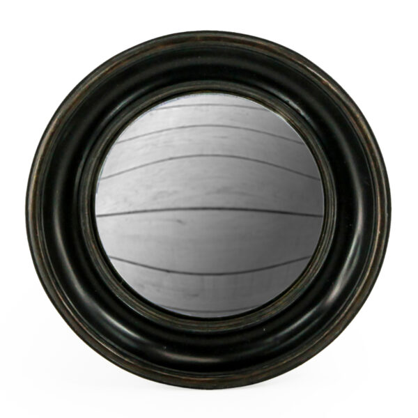 Antiqued Black Convex Mirror - Large