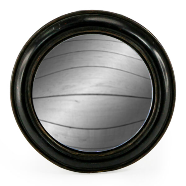 Antiqued Black Convex Mirror - Medium