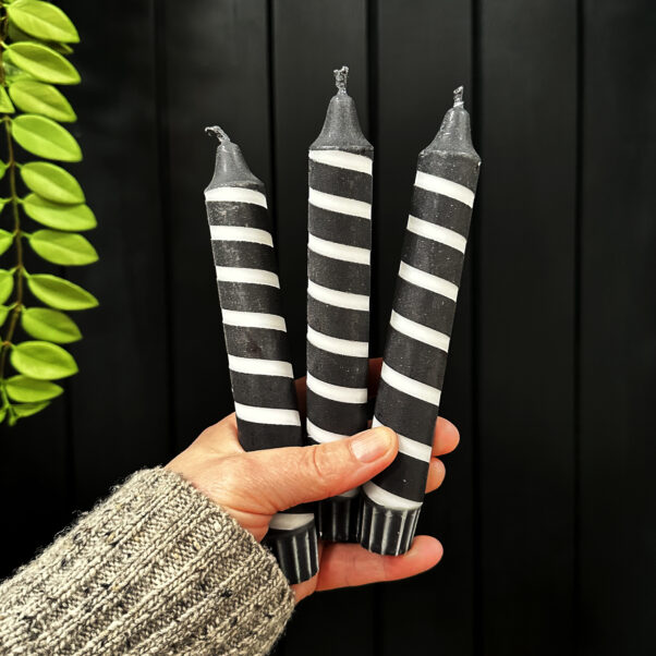 Black & White Stripe Candle Love Frankie