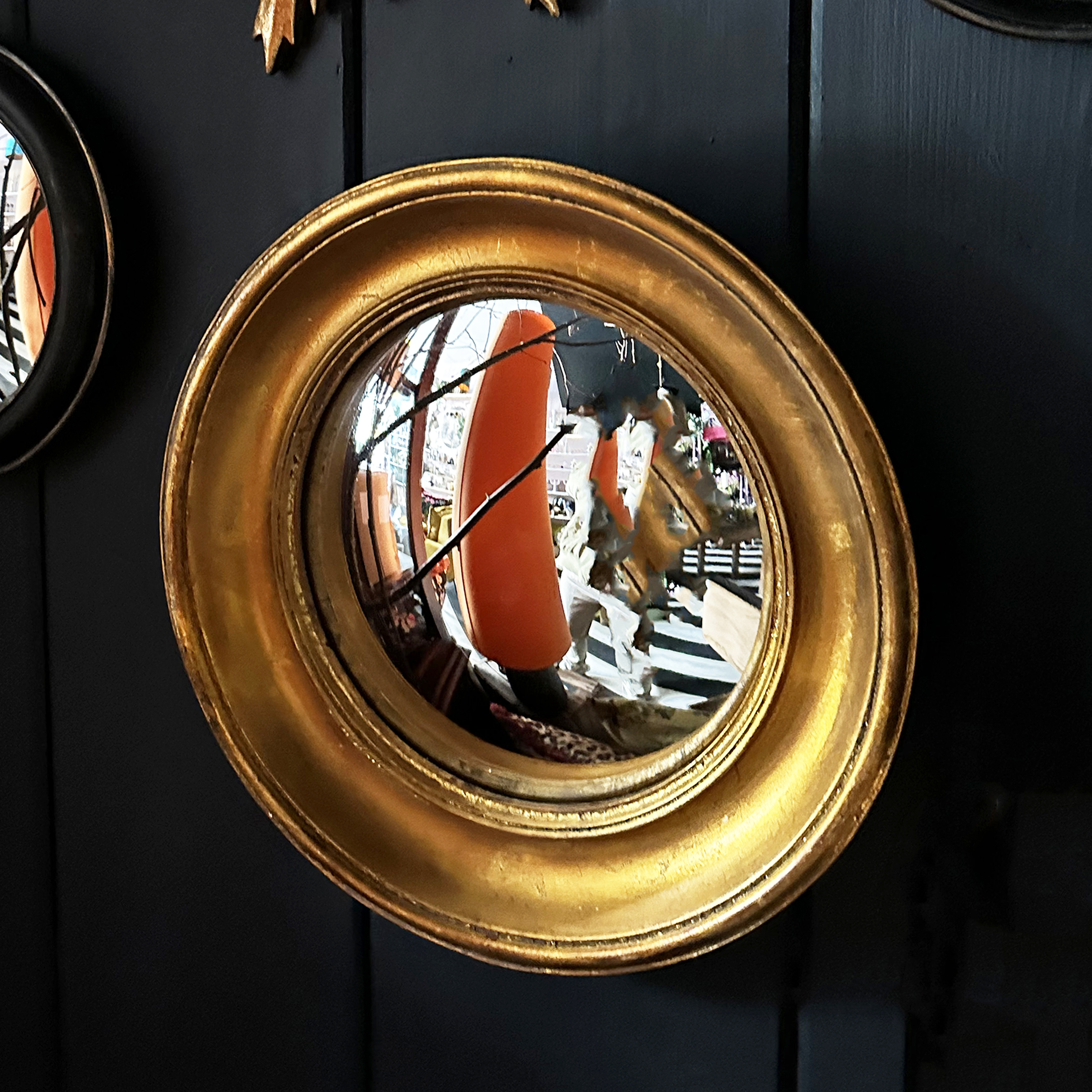 Antique Gold Deep Frame Convex Mirror - Medium | Love Frankie