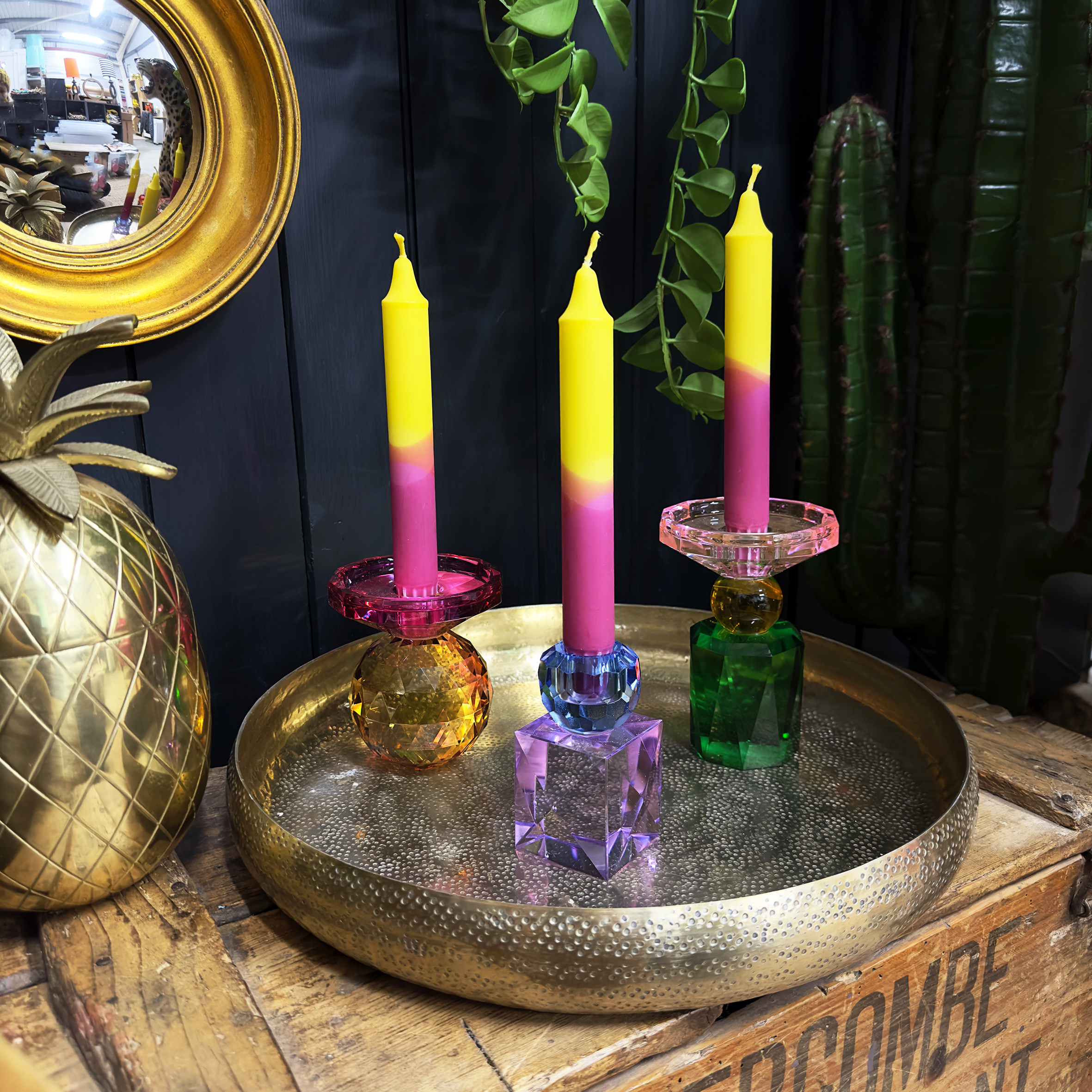 Decadent Jewelled Glass Candle Holders - Lilac & Sapphire
