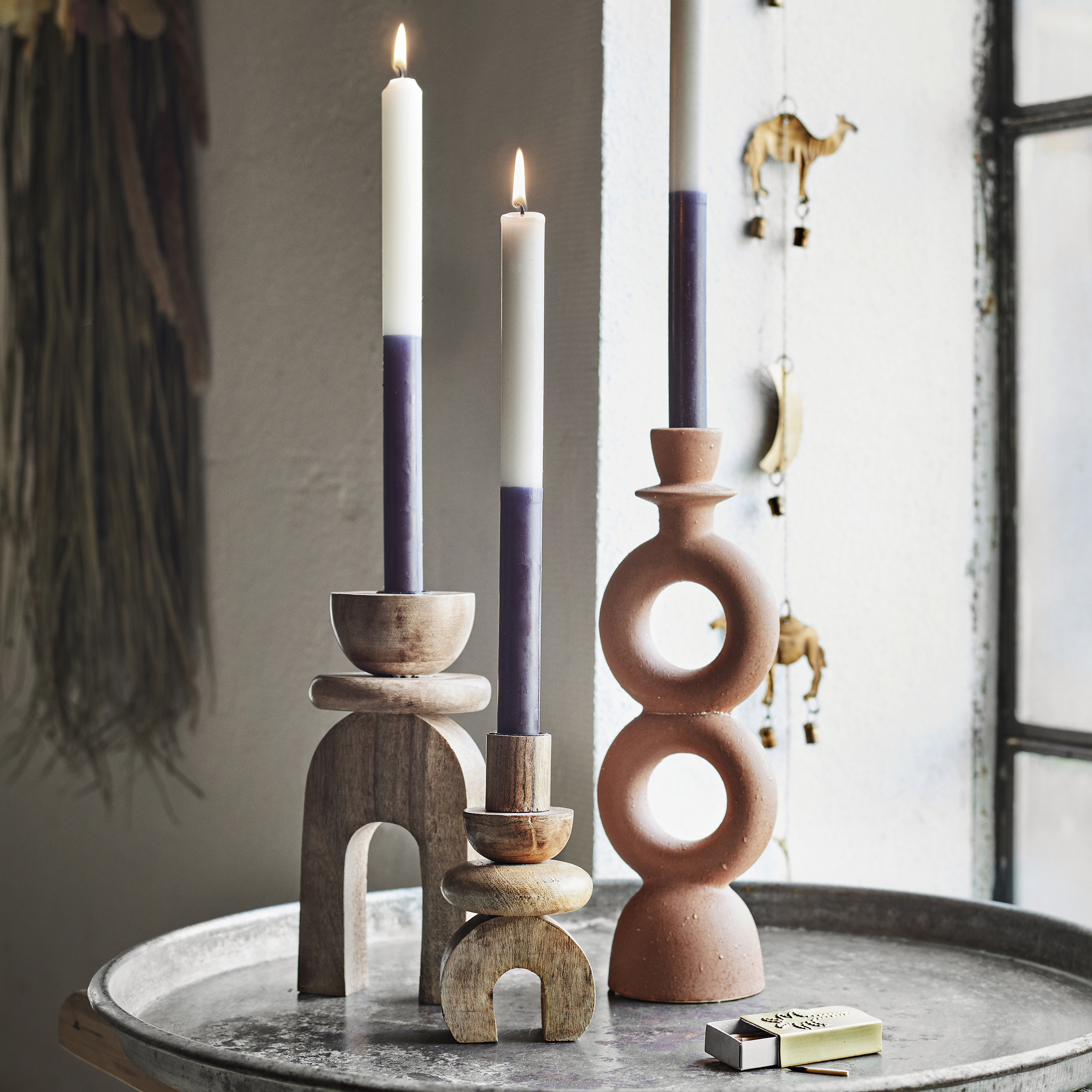 Mango Wood Totem Candleholders - 2 Sizes Available