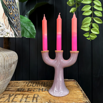 love Frankie lilac stoneware candle holder