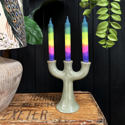 love Frankie sage stoneware candle holder
