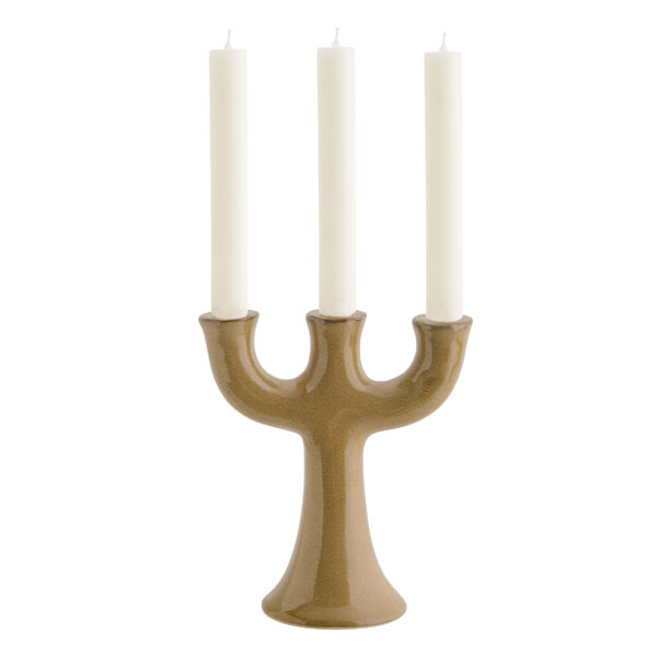 Stoneware Candelabra in Tan