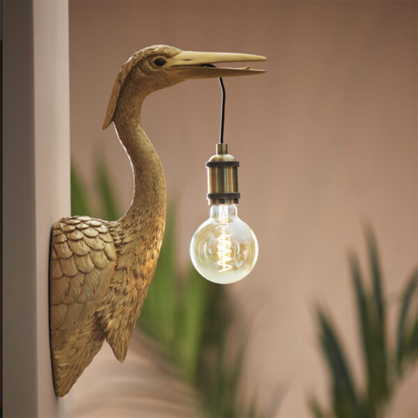 Gold Heron Wall Light