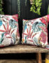 love Frankie ice jungle velvet cushion with raspberry piping