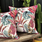 love Frankie ice jungle velvet cushion with raspberry piping