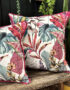 love Frankie ice jungle velvet cushion with raspberry piping