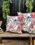 love Frankie ice jungle velvet cushion with raspberry piping
