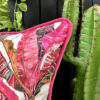 love Frankie ice jungle velvet cushion with raspberry piping
