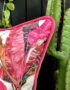 love Frankie ice jungle velvet cushion with raspberry piping