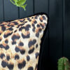 love Frankie luxe leopard velvet cushion with black piping