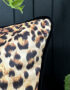 love Frankie luxe leopard velvet cushion with black piping