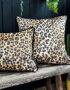 love Frankie luxe leopard velvet cushion with black piping