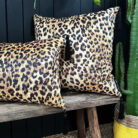 love Frankie luxe leopard velvet cushion with black tassels