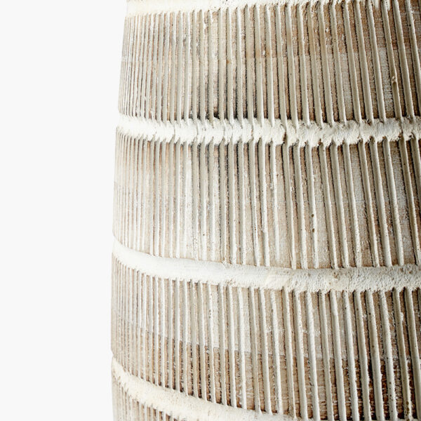 Distressed White Wash Wooden Table Lamp - Close Up