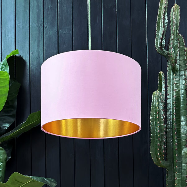 Blush Pink Cotton Lampshade With Gold Foil Lining