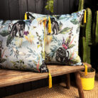 love frankie lithium deadly night shade cushion with yellow tassels