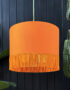 love Frankie cotton lampshade in pumpkin with gold lining and fringing