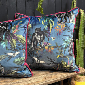 love frankie smoke deadly night shade cushion with raspberry piping