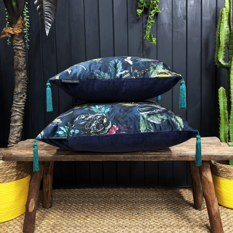 love frankie twilight deadly night shade cushion with jade tassels