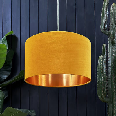 love Frankie butterscotch velvet lampshade with gold lining