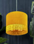 love Frankie butterscotch velvet lampshade with copper lining and fringing