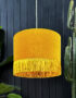 love Frankie butterscotch velvet lampshade with copper lining and fringing