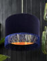 love frankie indigo velvet lampshade with copper lining and fringing
