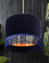 love frankie indigo velvet lampshade with copper lining and fringing