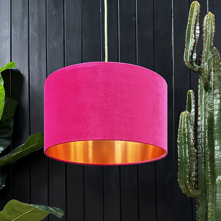 Pink on sale velvet lampshade