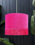 love frankie raspberry velvet lampshade with gold lining and fringing