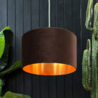 love Frankie velvet lampshade in walnut with copper lining