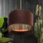 love frankie walnut velvet lampshade with copper lining and fringing