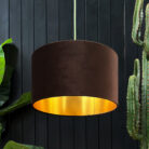 love Frankie velvet lampshade in walnut with gold lining