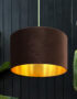 love Frankie velvet lampshade in walnut with gold lining