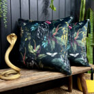 love frankie wild wood deadly night shade cushion with hunter green piping