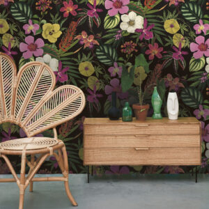 Botanical Garden Wallpaper - Onyx Black
