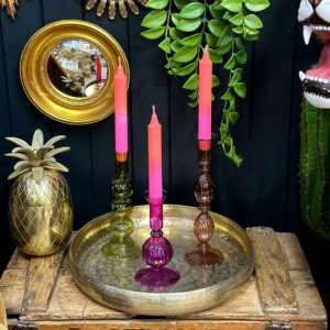 Love Frankie glass candle holder in hot pink