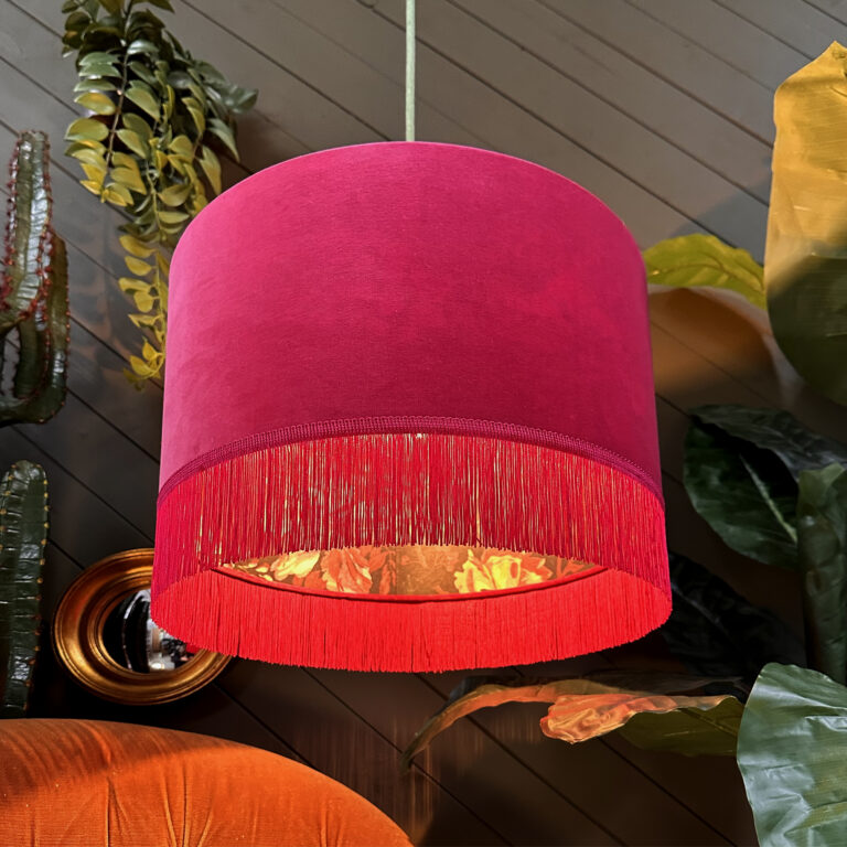 Love Frankie midnight garden jam tart lampshade in raspberry velvet