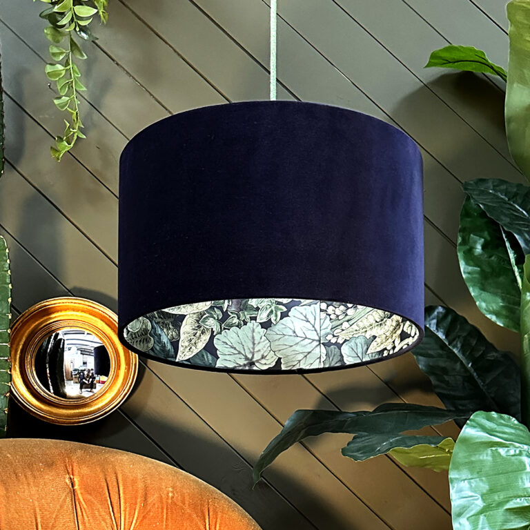 Love Frankie moonlight walled garden lampshade in indigo velvet