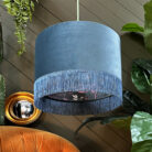 Love Frankie nightshade midnight garden fringed lampshade in flint velvet